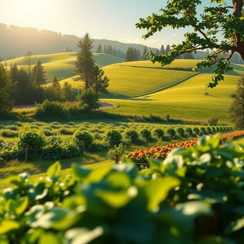A lush orchard representing the variety needed in balanced nutrition.