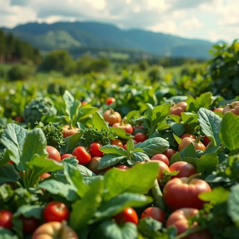 A vibrant scene showcasing a healthy landscape filled with various produce.