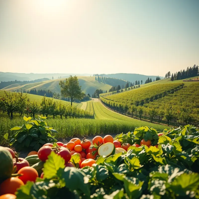 A vibrant, sunlit field brimming with fresh produce.