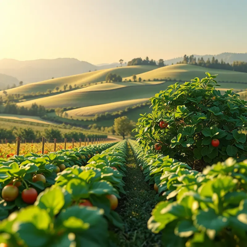 A vibrant landscape illustrating the abundance of natural and organic produce.