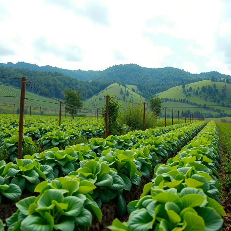A sunlit field showcasing the abundance of fresh vegetables and fruits.