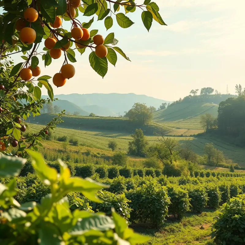 A vibrant field showcasing an abundance of fresh vegetables and fruits.