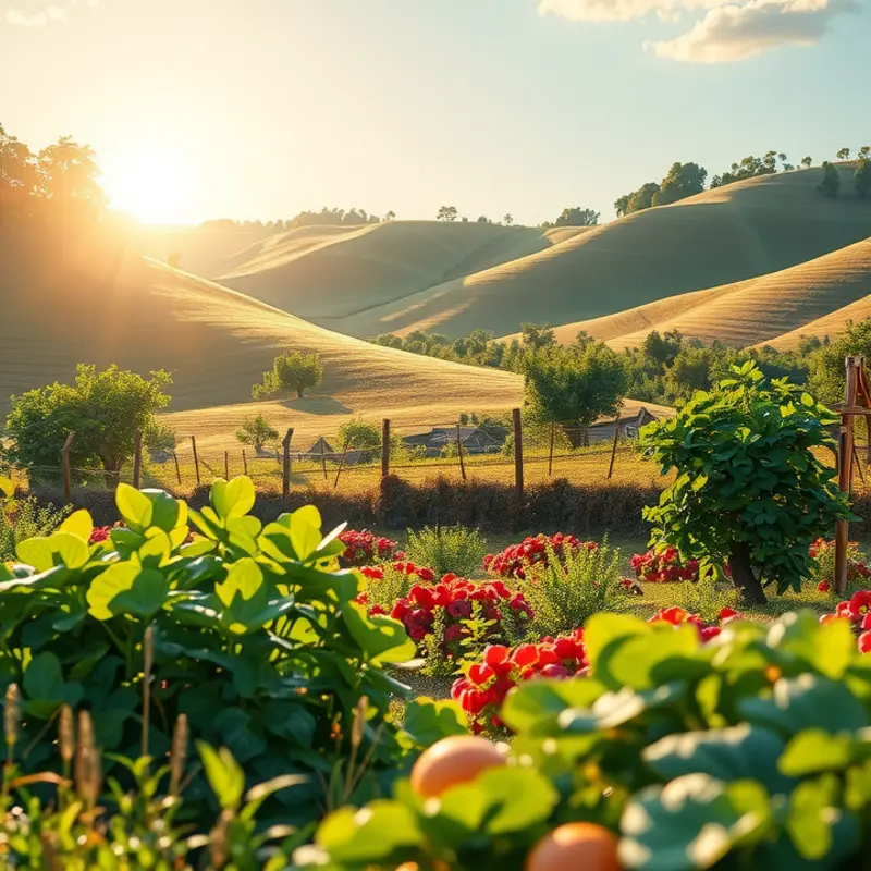 A vibrant orchard filled with fresh, organic produce.