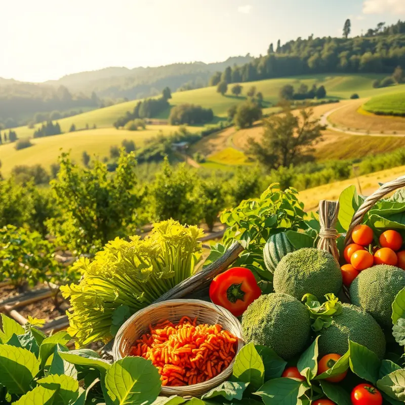 A vibrant orchard filled with fresh, organic produce.