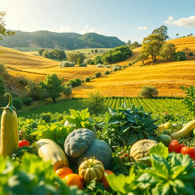 A sunlit orchard brimming with fresh produce signifying a well-stocked pantry.