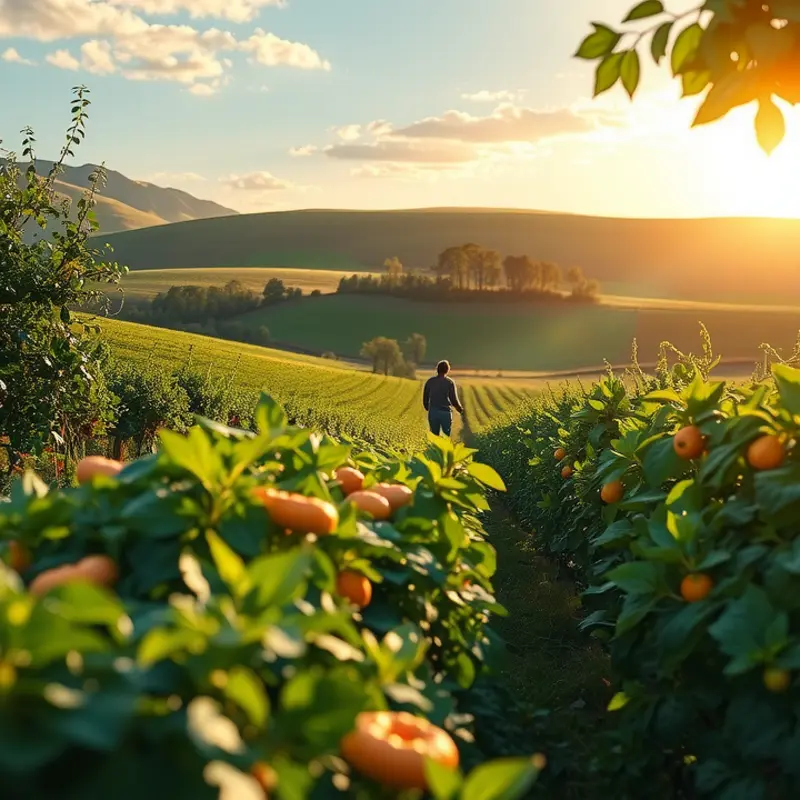 A vibrant orchard symbolizes the natural abundance of nutrients found in raspberry seed oil.