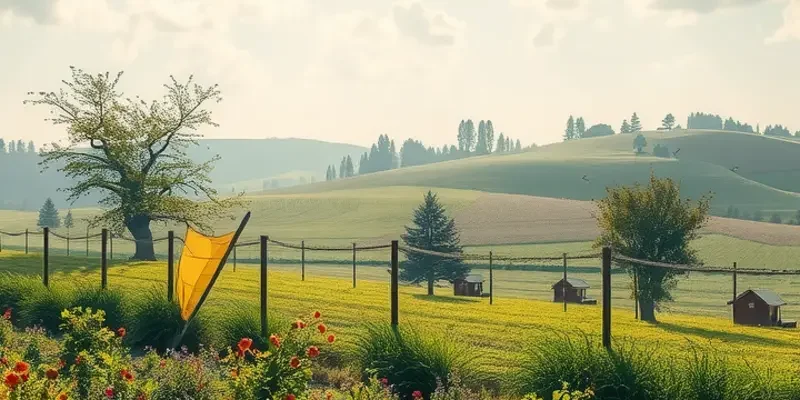 Lush landscape filled with vibrant fruits and vegetables growing in harmony.