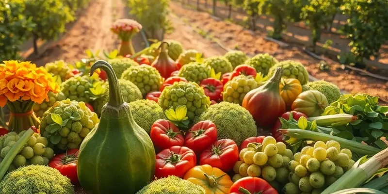 A lush field showcasing a variety of healthy produce, emphasizing the connection between nature and nutritious eating.