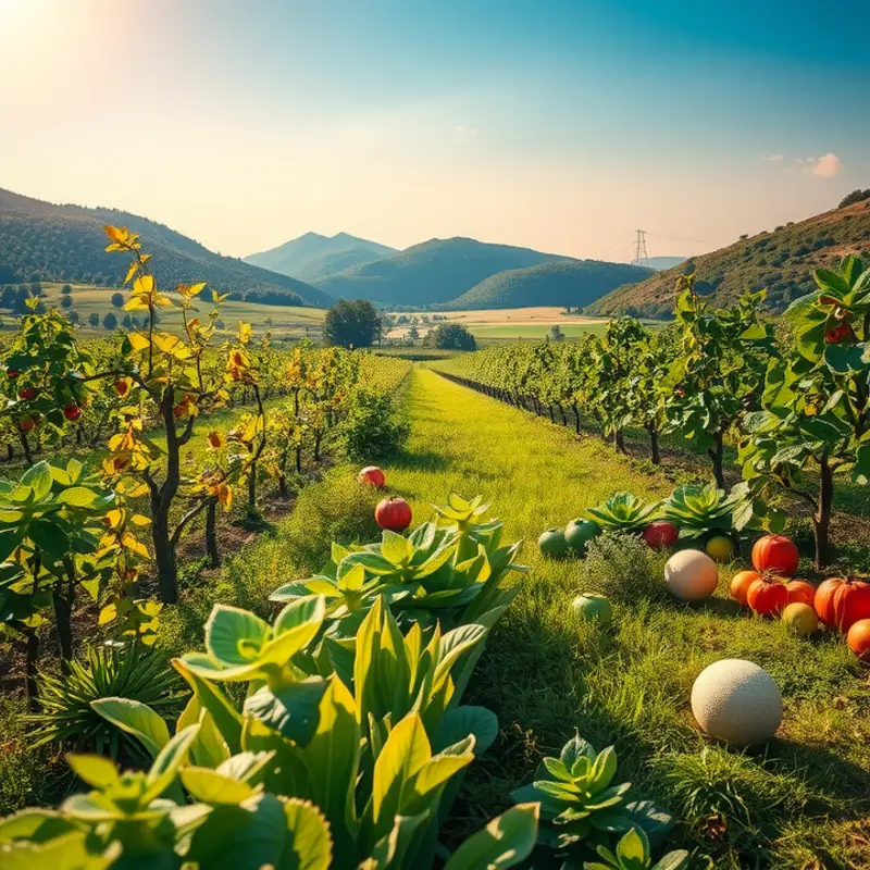 A sunlit orchard symbolizing abundance and divine offerings.