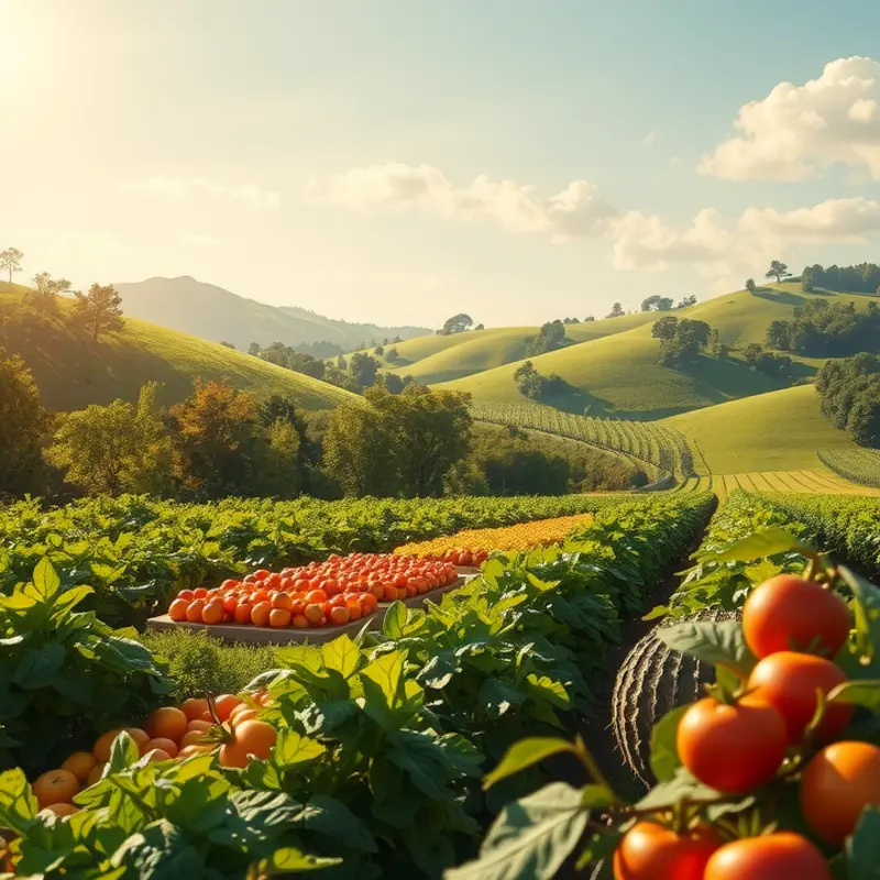 A natural landscape highlighting the variety of plant-based foods.