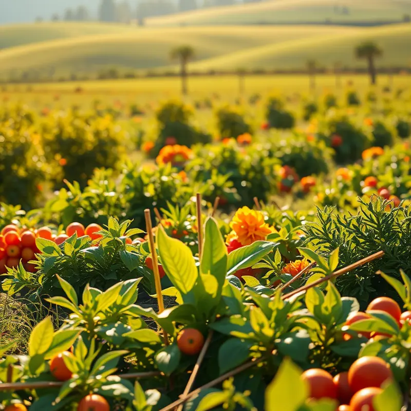 A vibrant field showcasing fresh organic produce.