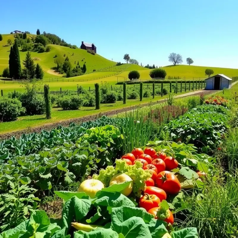 An organic garden bursting with fresh produce essential for creating savory snacks.