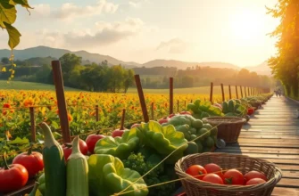 A serene orchard showcasing the abundance of healthy fruits and vegetables.