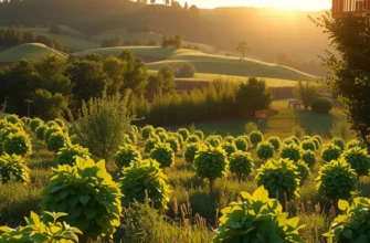 A beautiful view of a sunlit field filled with seasonal vegetables and fruits, highlighting organic abundance.
