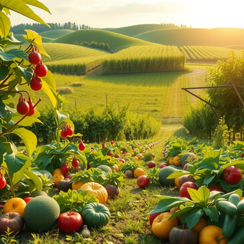 A sunlit field showcasing the vibrant produce of the season.