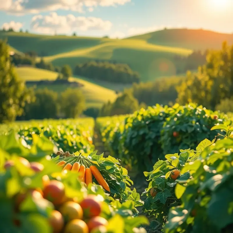 A scenic view of a lush outdoor landscape filled with vibrant produce.