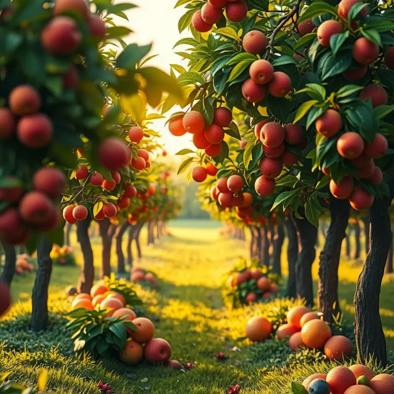 A tranquil orchard, representing natural abundance and nourishment.