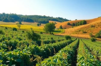 A sunlit orchard bursting with vibrant fruits and vegetables, surrounded by lush nature.