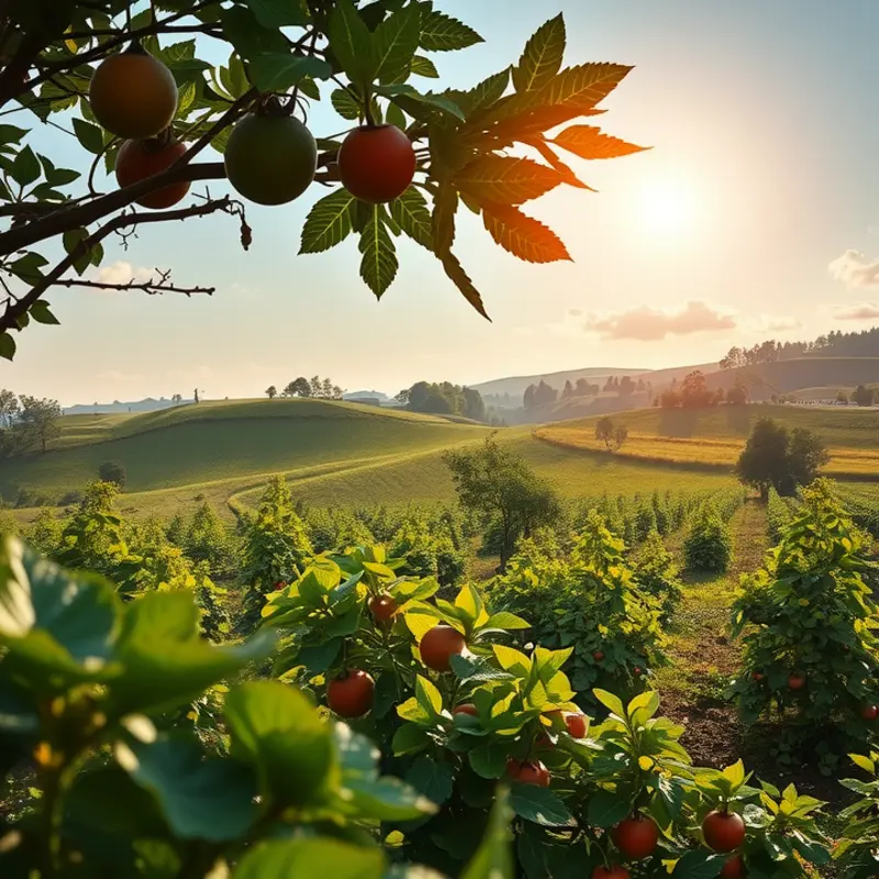 A lush orchard showcasing the abundance of organic produce.