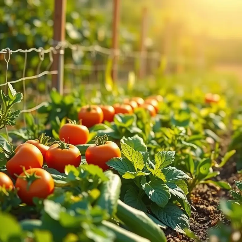 A sunlit field of vibrant, organic produce emphasizing natural wellness.