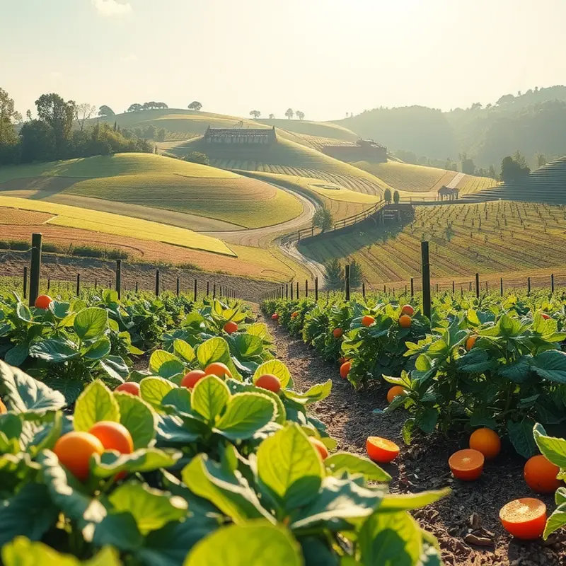 A vibrant landscape symbolizing the agricultural richness influenced by the Silk Road.