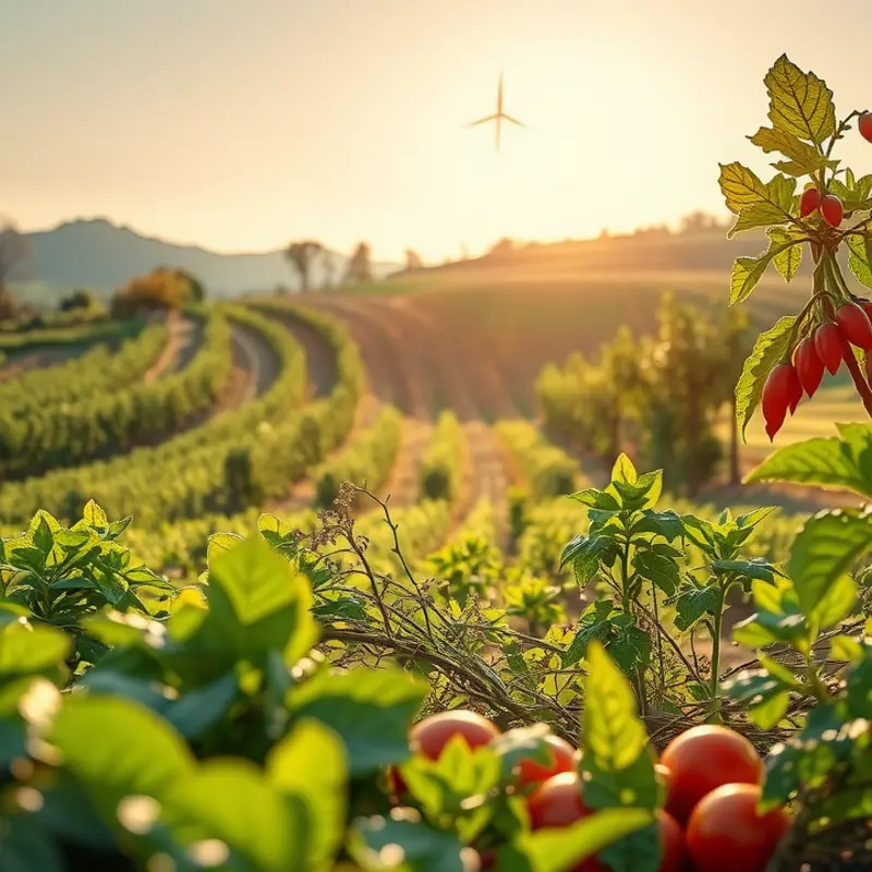 A vibrant sunlit field showcasing fresh organic produce, inspiring healthy cooking.