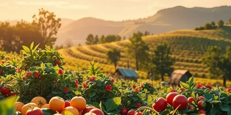 A beautiful organic scene with vibrant greenery and fruits highlighting the importance of nutrition.