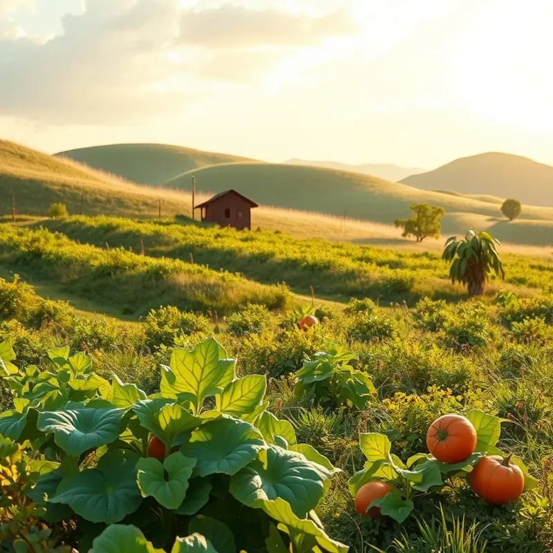 Vibrant landscape showcasing organic produce thriving in sunlight, reflecting the essence of natural nutrition.