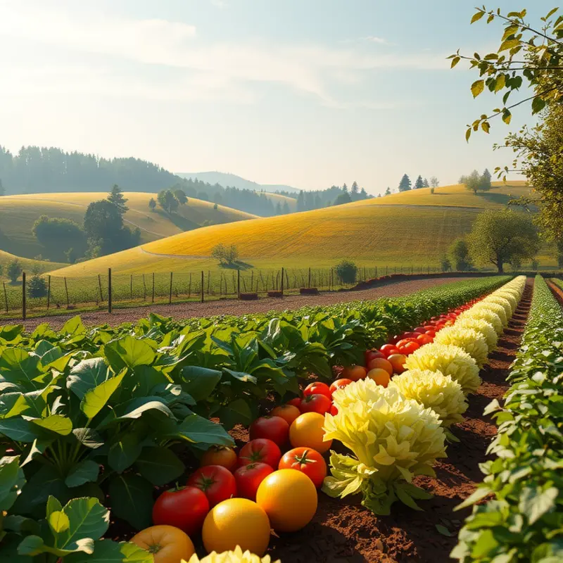 A vibrant field showcasing fresh organic produce.
