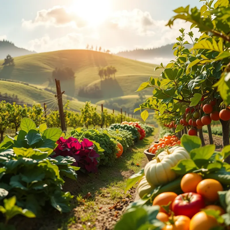A scenic view of a lush, sunlit field showcasing the bounty of nature, including fenugreek.