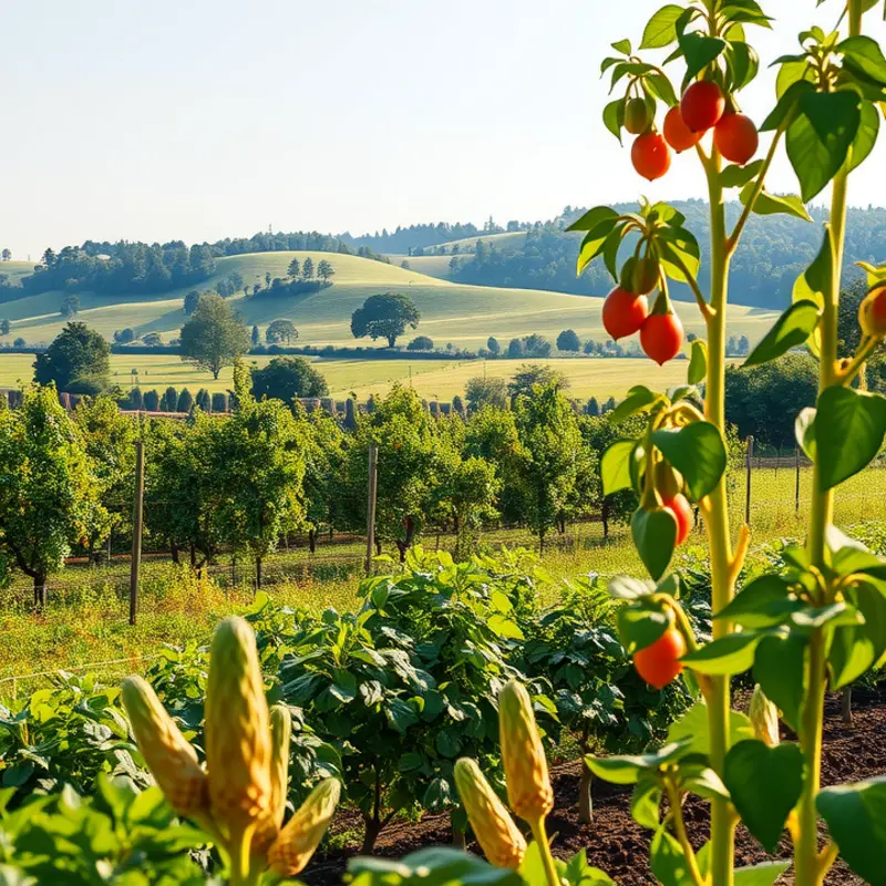 A vibrant sunlit field illustrating the abundance of organic produce.
