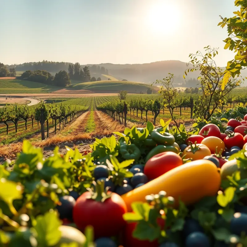 A sunlit field showcasing the abundance of nature and organic produce.