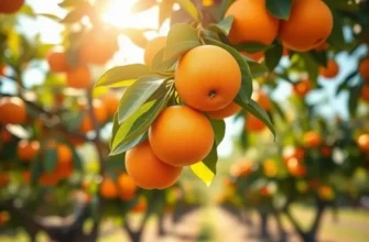 A picturesque sunlit field filled with vibrant citrus fruits, embodying the essence of fresh produce.