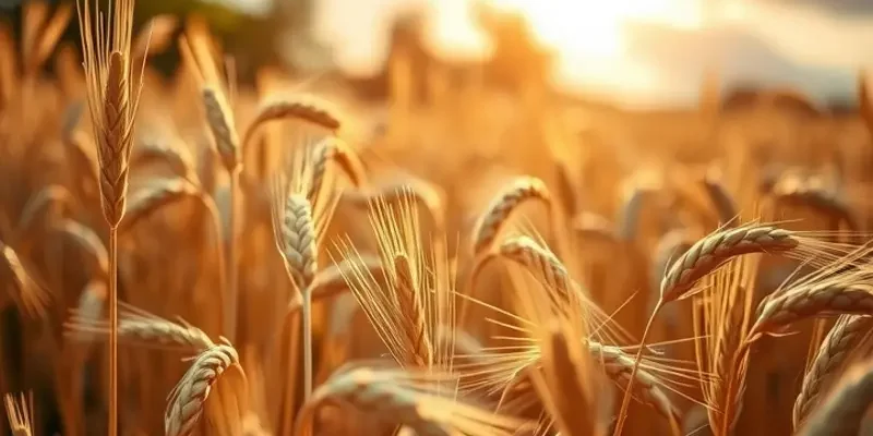 A vibrant sunlit field filled with fresh grains, illustrating the natural sources for bread.