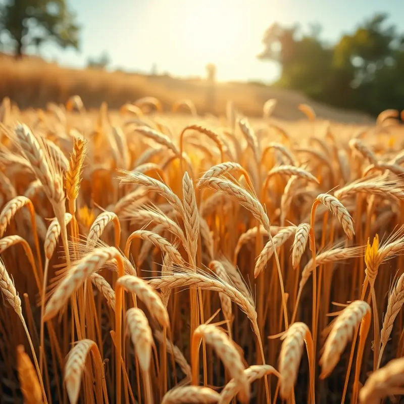 A vibrant sunlit field showcasing various types of grains.