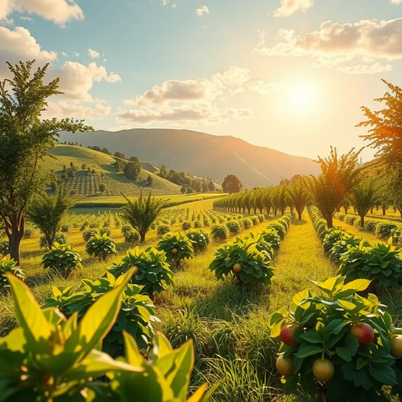 A sunlit landscape highlighting the freshness of nourishing grains.