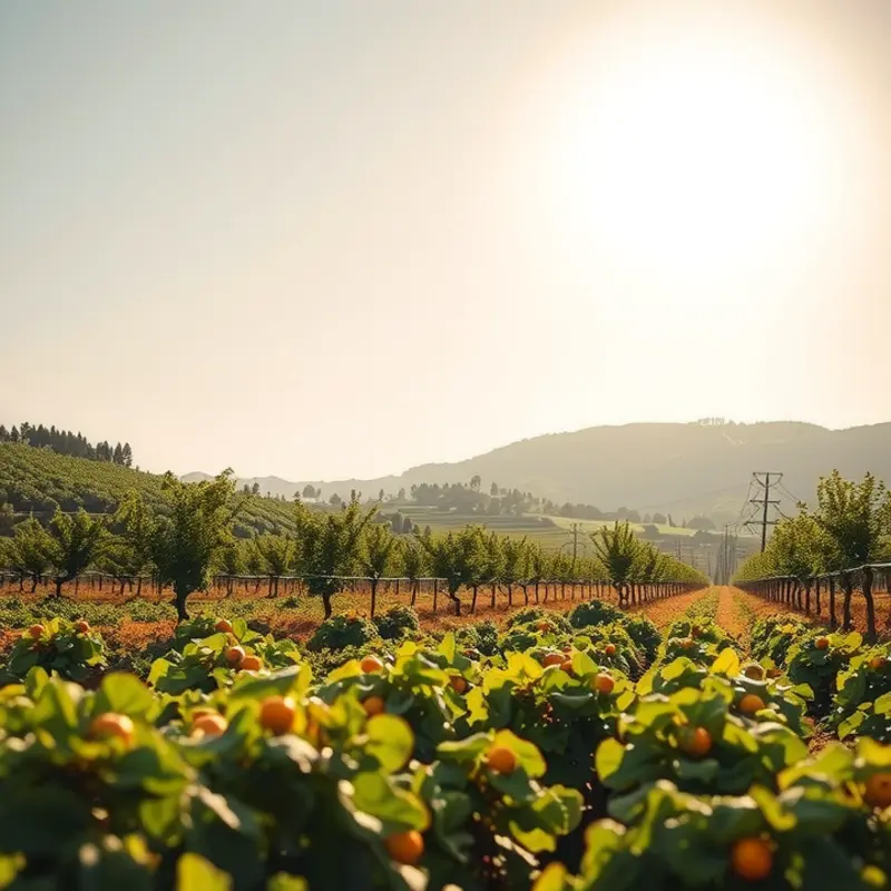 A sunlit field showcasing vibrant organic produce.