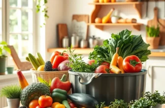 A beautiful sunlit landscape with vibrant vegetables and fruits growing in a natural setting.