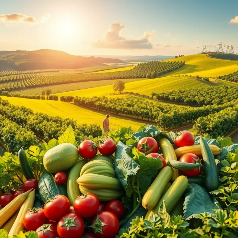 A picturesque view of a sunlit field brimming with fresh produce.