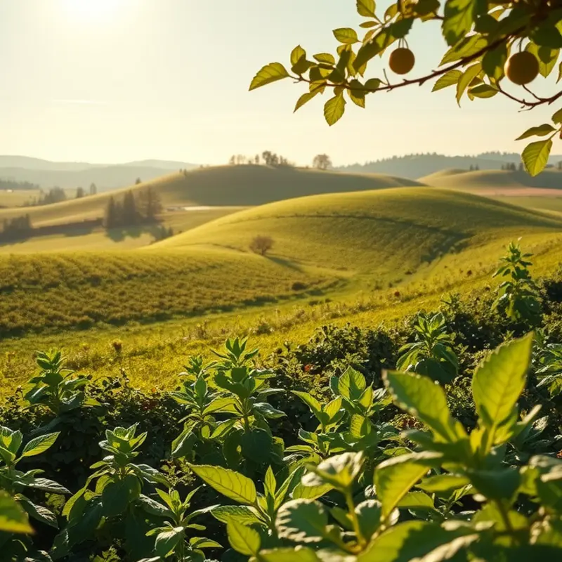 A vibrant sunlit field showcasing fresh organic vegetables.