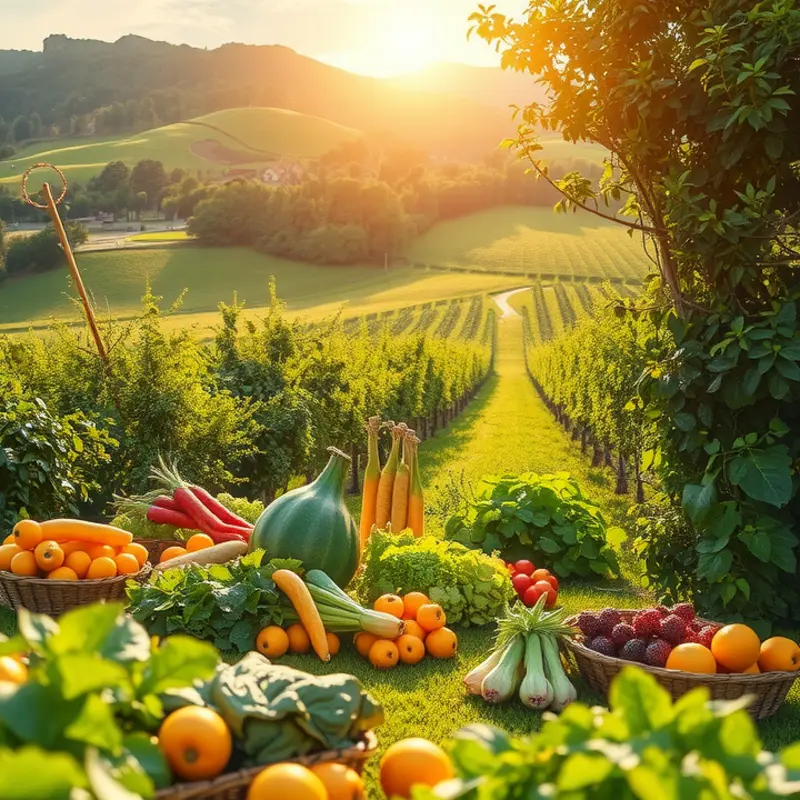 A picturesque orchard representing freshness and abundance.