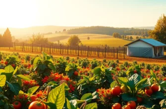 A picturesque field filled with vibrant organic produce and lush greenery.