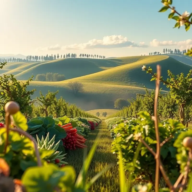 A vibrant sunlit field showcasing the abundance of healthy produce.