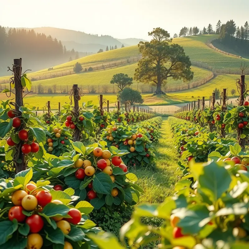 A vibrant sunlit field filled with fresh organic produce.