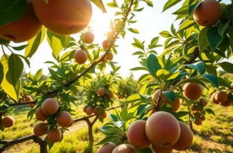 A scenic view of vegetables and fruits growing in a lush green field.