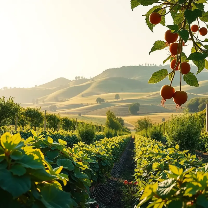 A lush, sunlit field showcasing organic produce.