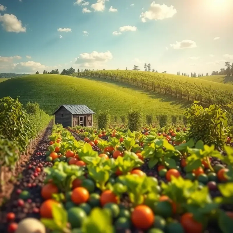 A serene sunlit orchard representing the freshness of organic produce.