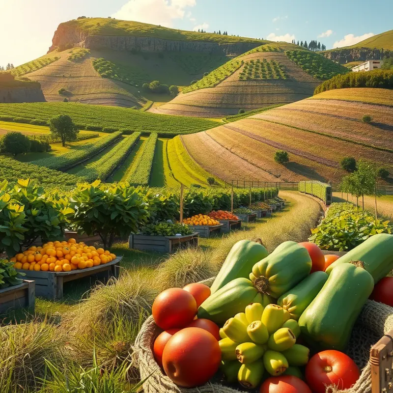 A serene sunlit field showcasing the beauty of organic produce.