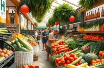 A sunlit field brimming with organic vegetables and fruits, emphasizing sustainable food selection.