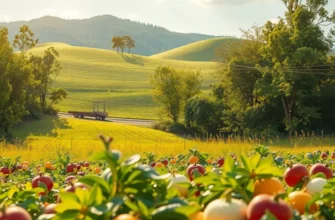A sunlit field filled with a variety of organic vegetables and fruits, highlighting nature’s bounty.